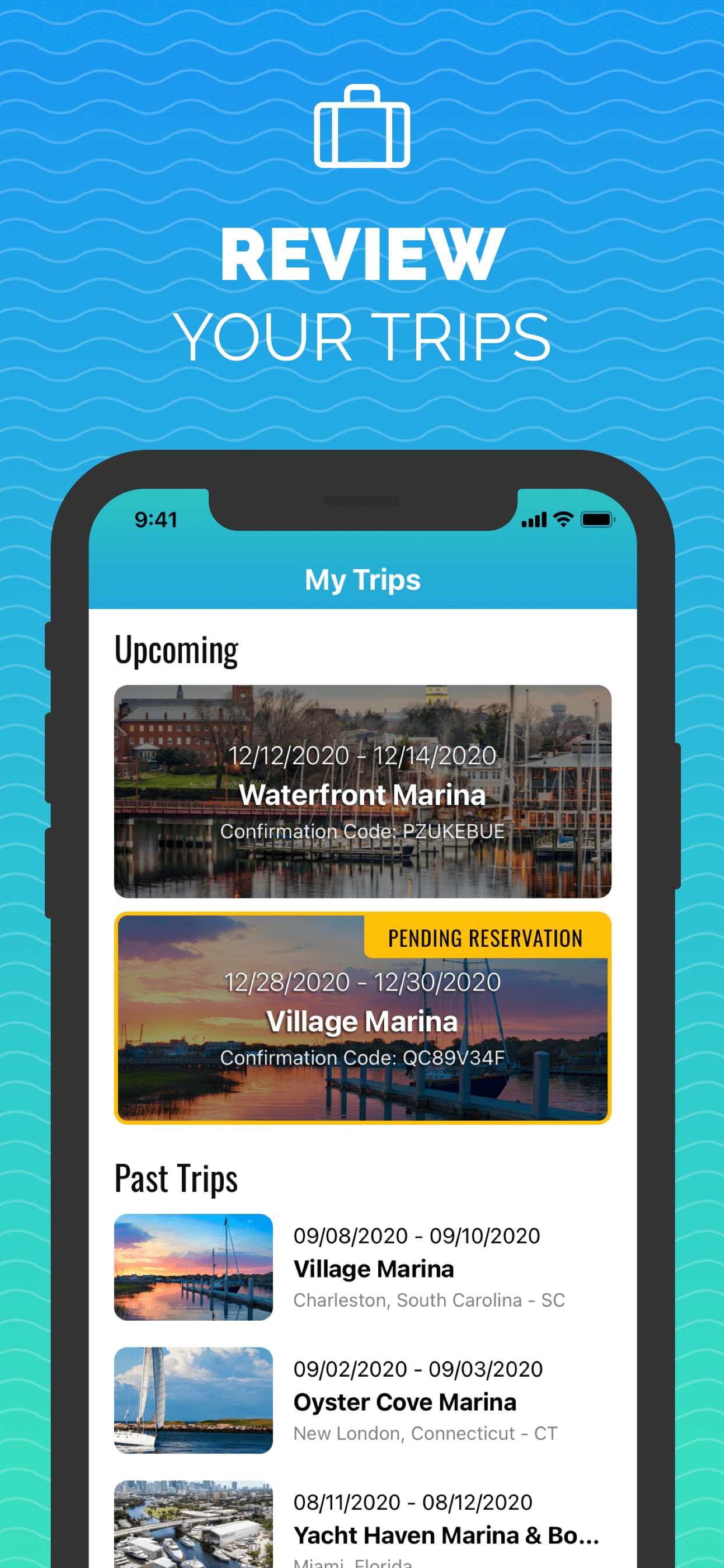Trips View - Snag-A-Slip 2.0 - Mobile App - Updates - Book Boat Slips